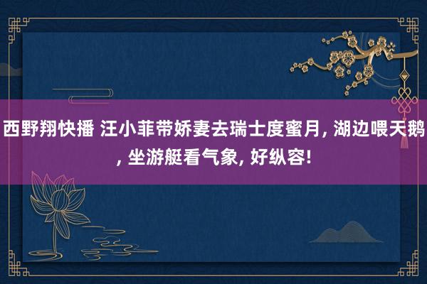 西野翔快播 汪小菲带娇妻去瑞士度蜜月, 湖边喂天鹅, 坐游艇看气象, 好纵容!