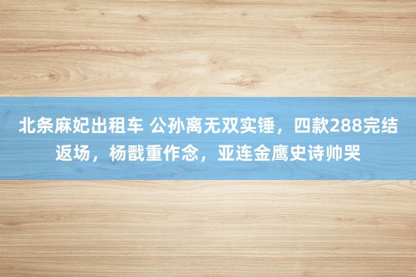 北条麻妃出租车 公孙离无双实锤，四款288完结返场，杨戬重作念，亚连金鹰史诗帅哭