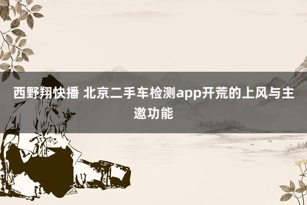 西野翔快播 北京二手车检测app开荒的上风与主邀功能