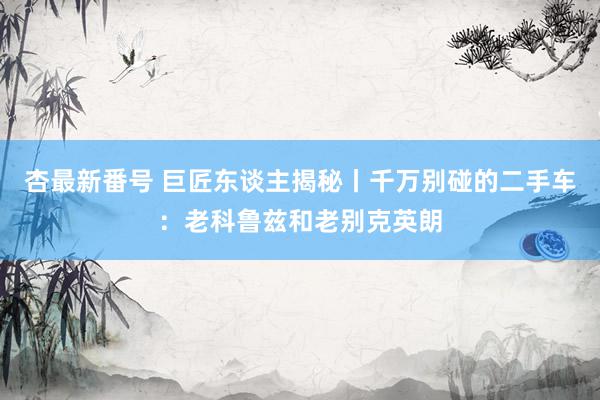 杏最新番号 巨匠东谈主揭秘丨千万别碰的二手车：老科鲁兹和老别克英朗