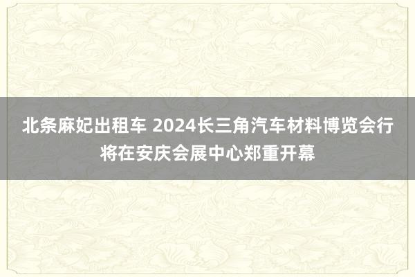 北条麻妃出租车 2024长三角汽车材料博览会行将在安庆会展中心郑重开幕