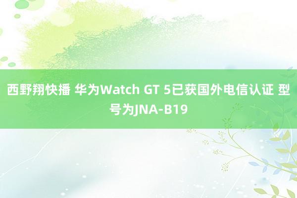 西野翔快播 华为Watch GT 5已获国外电信认证 型号为JNA-B19