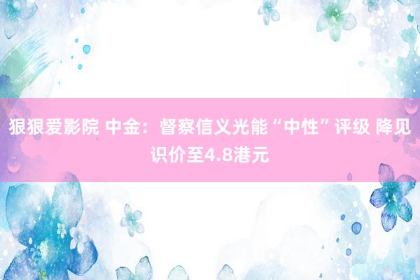 狠狠爱影院 中金：督察信义光能“中性”评级 降见识价至4.8港元