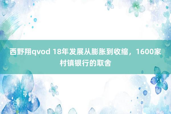 西野翔qvod 18年发展从膨胀到收缩，1600家村镇银行的取舍