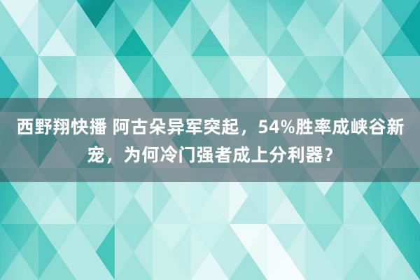 西野翔快播 阿古朵异军突起，54%胜率成峡谷新宠，为何冷门强者成上分利器？